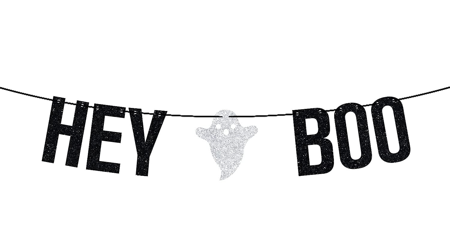 Hey Boo Banner, Here For The Boos, Halloween Party Bunting Garlands, Halloween Decorations for Ha... | Amazon (US)