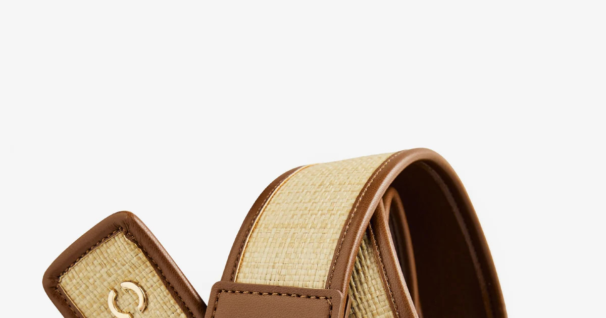 Raffia Leather Trimmed Classic Belt - Natural | Boston Proper | Boston Proper