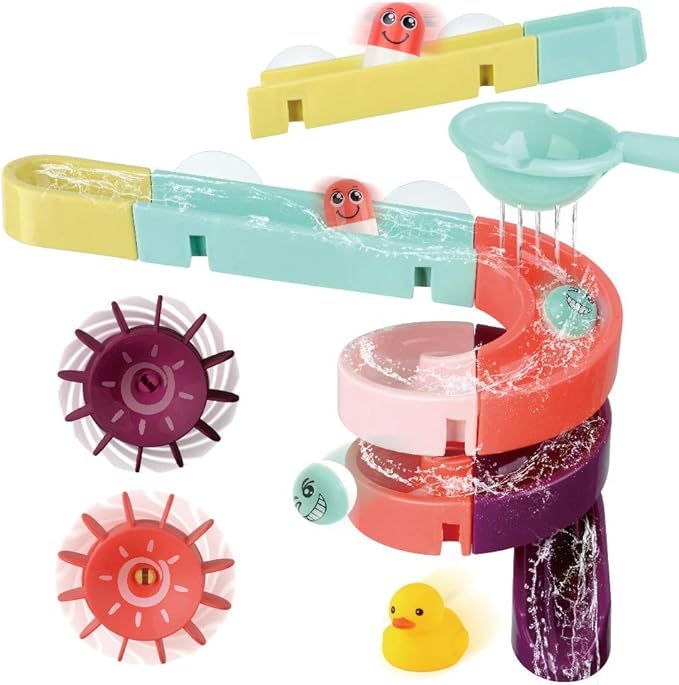 Kids Bath Toys Assemble Set - 24PCS DIY Wall Suction Water Slide Bathtub Toys for Toddlers Boys a... | Amazon (US)