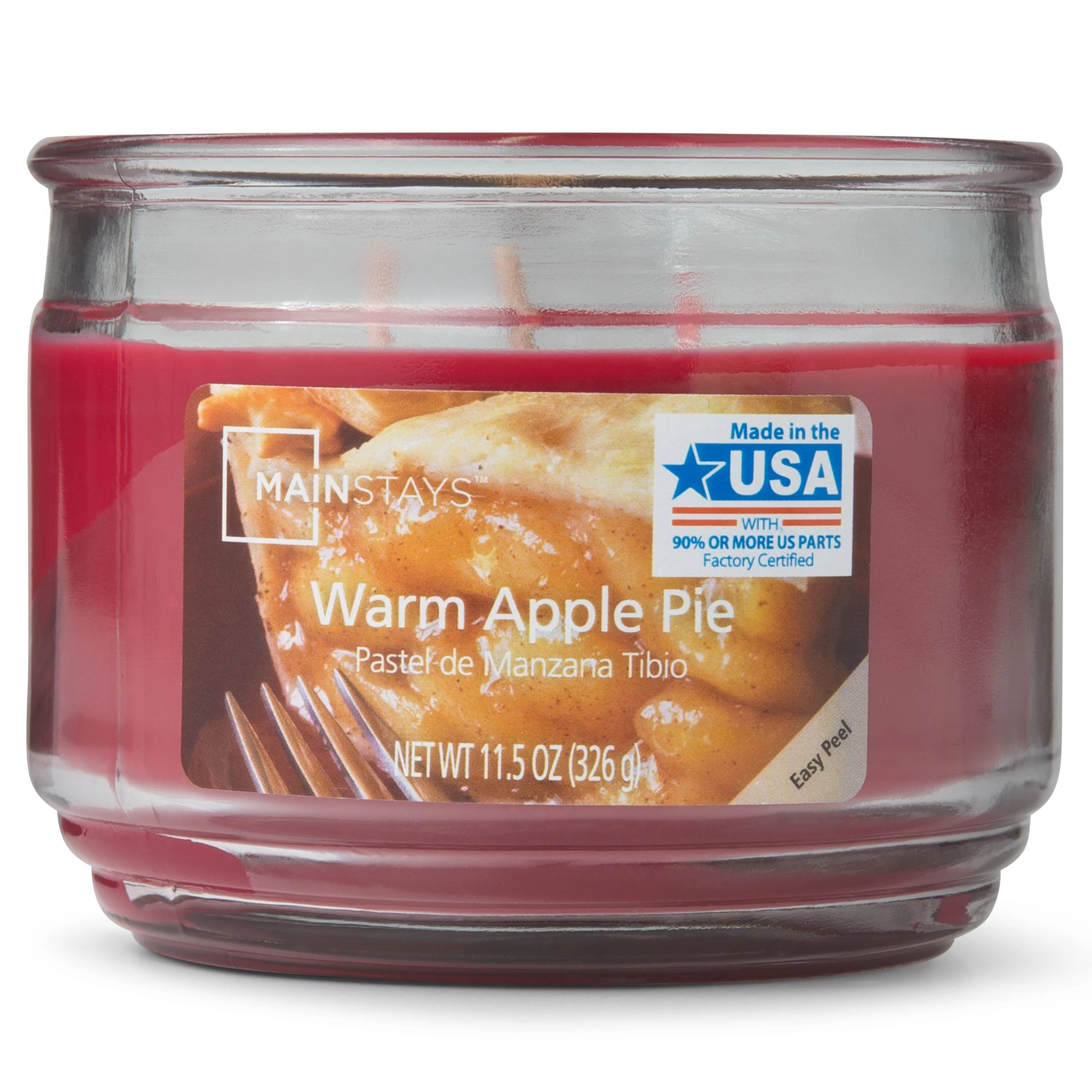 Mainstays Warm Apple Pie Scented 3-Wick Glass Jar Candle, 11.5 oz. | Walmart (US)