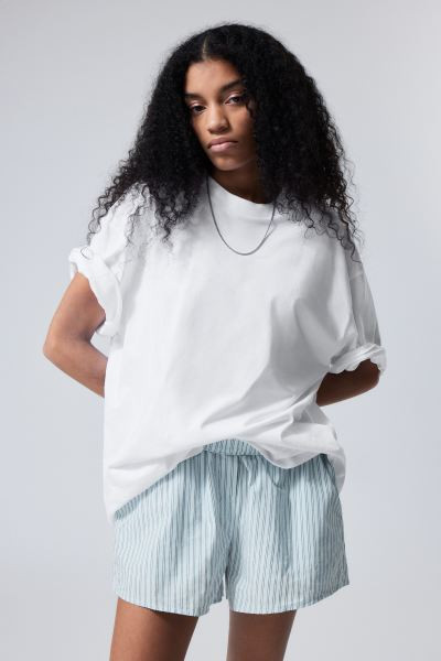 Relaxed Boxer Cotton Shorts - Blue Stripe - Ladies | H&M GB | H&M (UK, MY, IN, SG, PH, TW, HK)