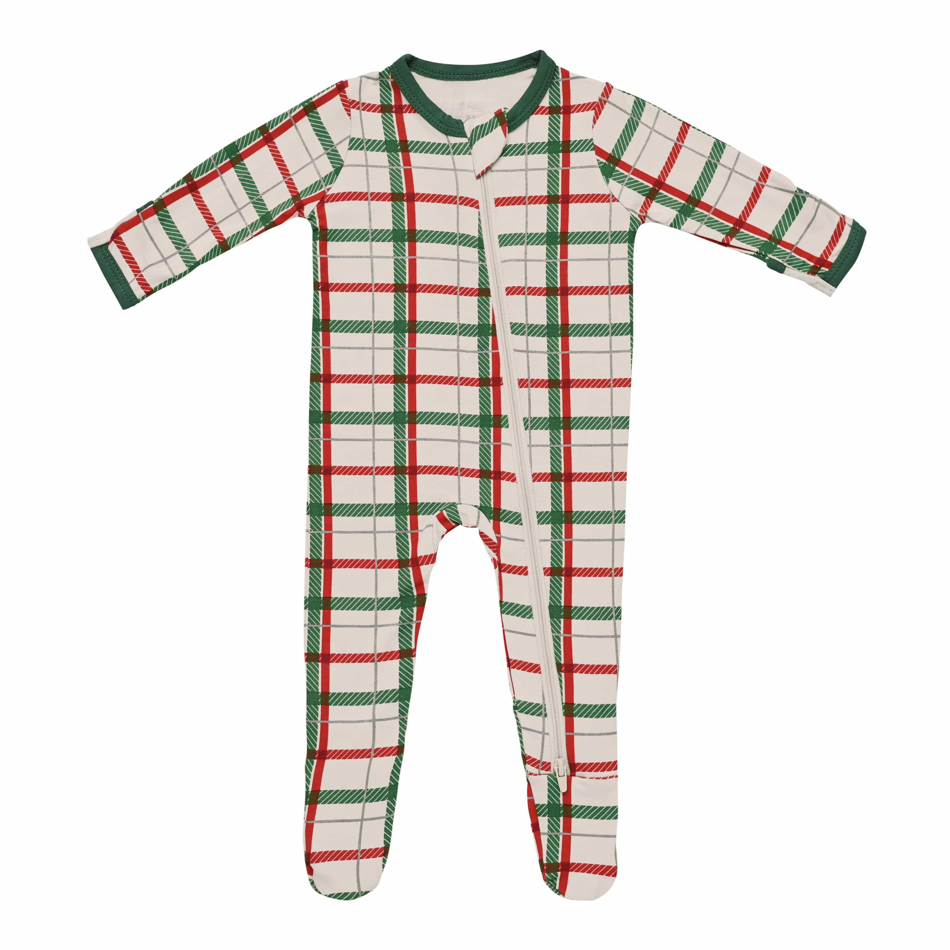 Zippered Footie in Hunter Plaid | Kyte BABY