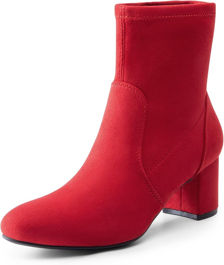 DREAM PAIRS Women's Fitted Stretch Ankle Boots Fashion Low Chunky Heel Almond Toe Fall Heeled Boo... | Amazon (US)
