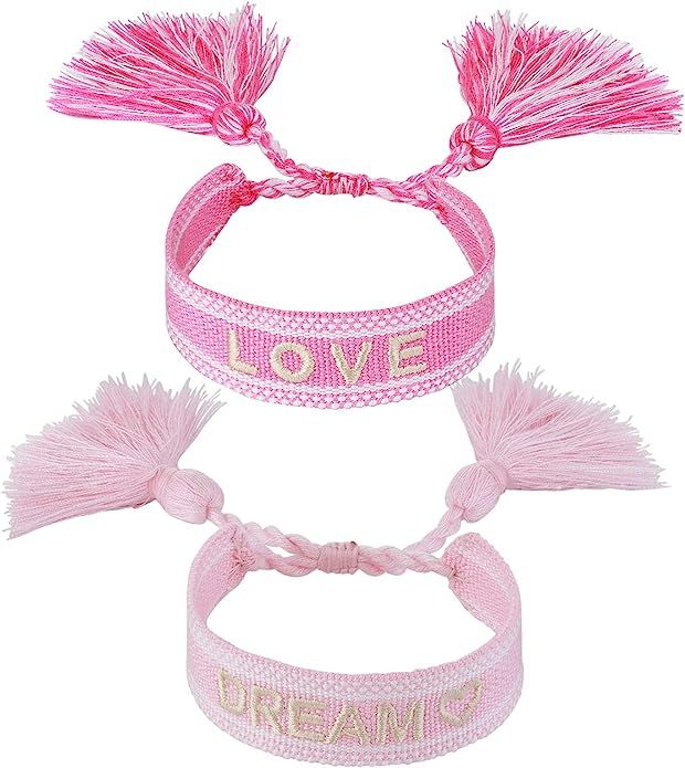 COTTVOTT 2pcs Woven Friendship Wrap Bracelet Lucky Knitted Word Braided Bracelets for Women Girls... | Amazon (US)