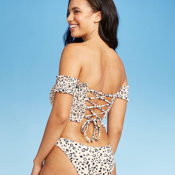 Women's Smocked Underwire Bandeau Bikini Top - Xhilaration™ Animal Print | Target