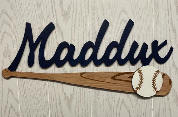 Baseball Bat Name Sign 3D Nursery Decor Personalized Wood | Etsy | Etsy (US)