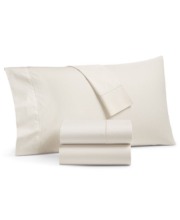 Martha Stewart Collection Solid Egyptian Cotton Percale 400 Thread Count 4 Pc. Sheet Set, King, C... | Macys (US)