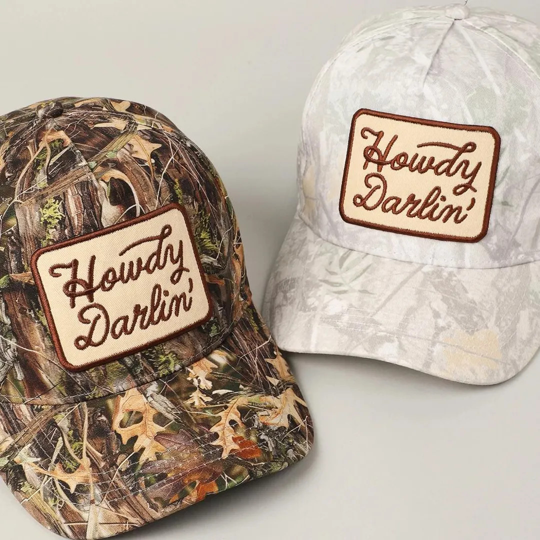 Howdy Darlin' Camo Trucker Hat, Realtree Embroidery Patch Cap White Camo and Dark Camo | Etsy (US)
