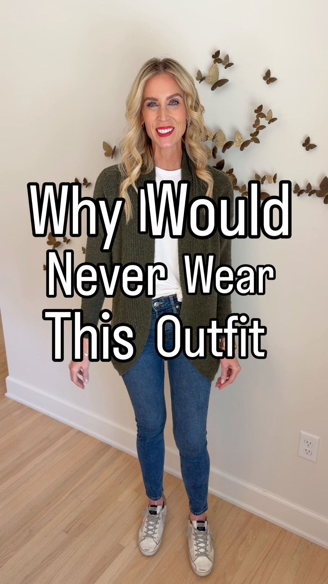 How to update your long cardigan outfits! Modern short button front cardigan and wide leg jean outfit idea. I’m linking my exact wide leg jeans which are a splurge and another favorite pair that are more budget friendly  