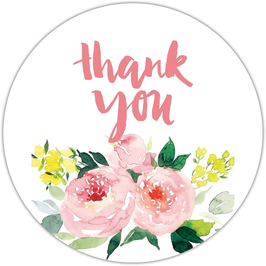 Pink Flower Thank You Stickers, 2 inch 50PCS Self-Adhesive Thank You Labels Great for Wedding, Sm... | Amazon (US)