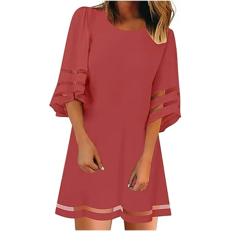 TZNBGO A Line Dresses for Women Uk Elegant Trendy Women s Flared Sleeve Gauze Stitching Skirt Color  | Walmart (US)