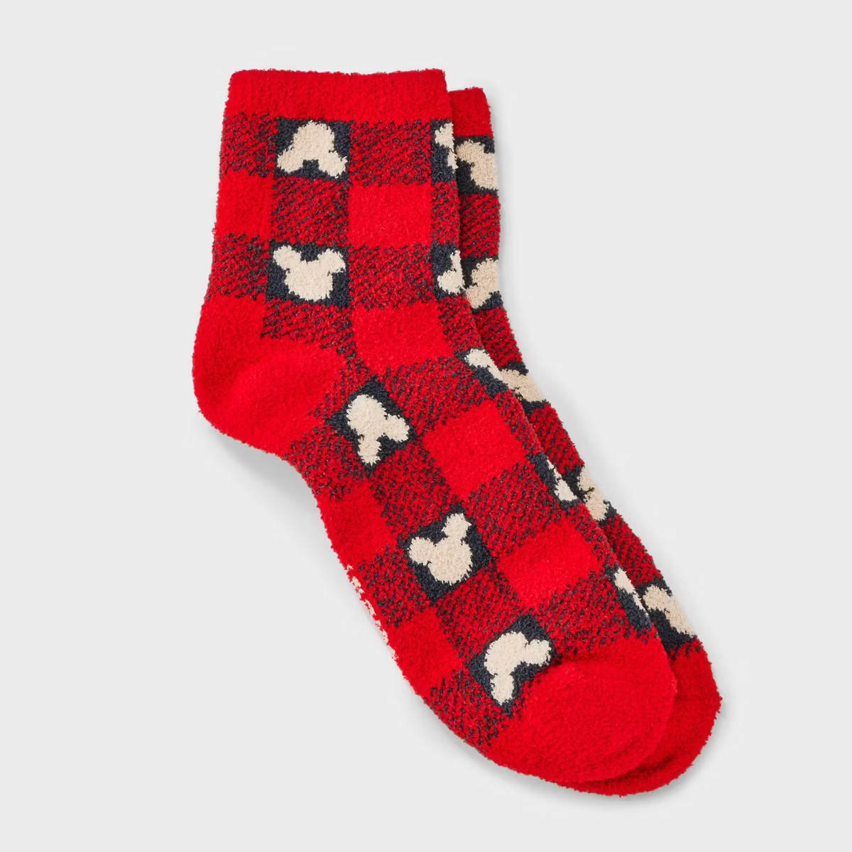 Women's Disney 100 Mickey Mouse Matching Family Cozy Mid Crew Socks - Red 4-10 | Target