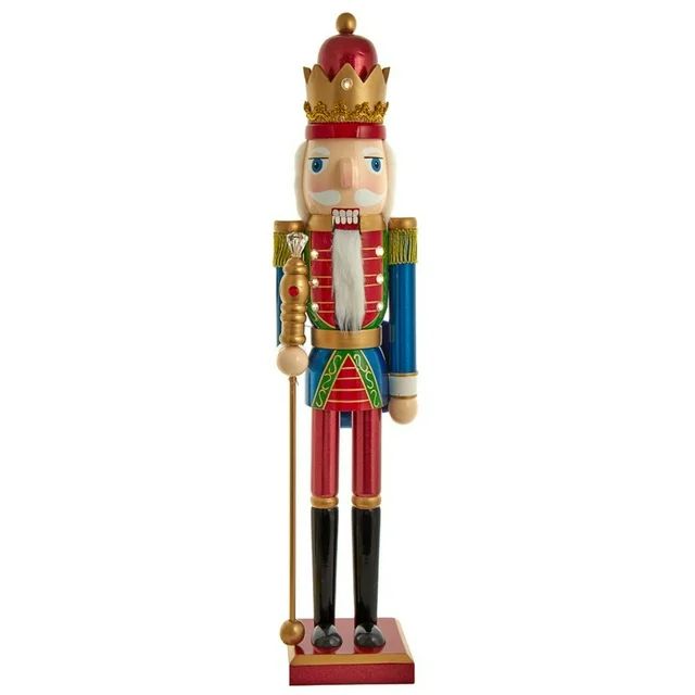 KSA 24" Lighted Battery Operated King Nutcracker with Gold Staff - Walmart.com | Walmart (US)