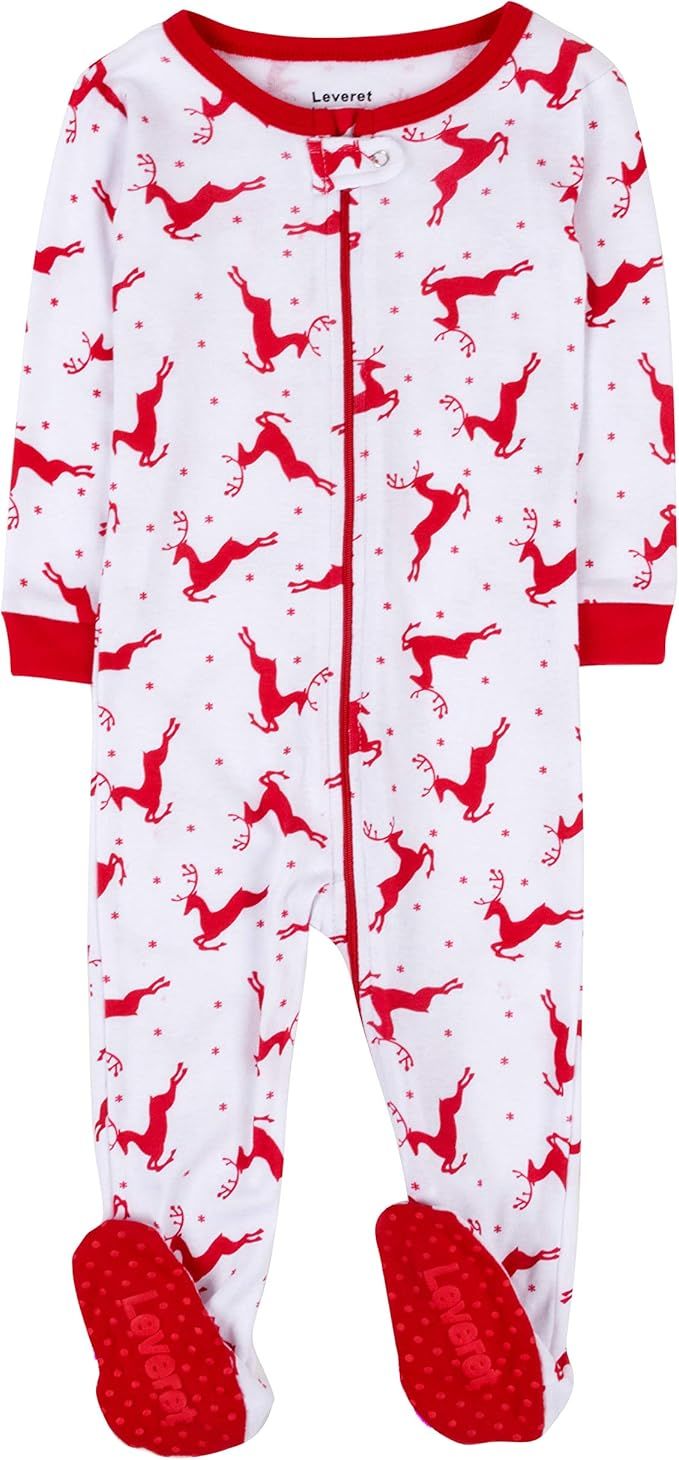 Leveret Baby Boys Girls Christmas Footed Pajamas Sleeper 100% Cotton Kids & Toddler Pjs (6 Months... | Amazon (US)