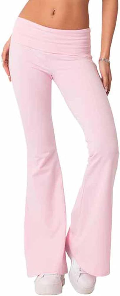 ECHOINE Women's Low Rise Sweatpants Casual Flare Bootcut Yoga Pants Y2K Basic Solid Wide Leg Bell... | Amazon (US)