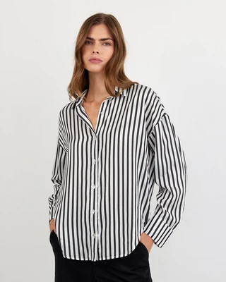 Oversized Button Down - Vintage Black Stripe | Bella Dahl