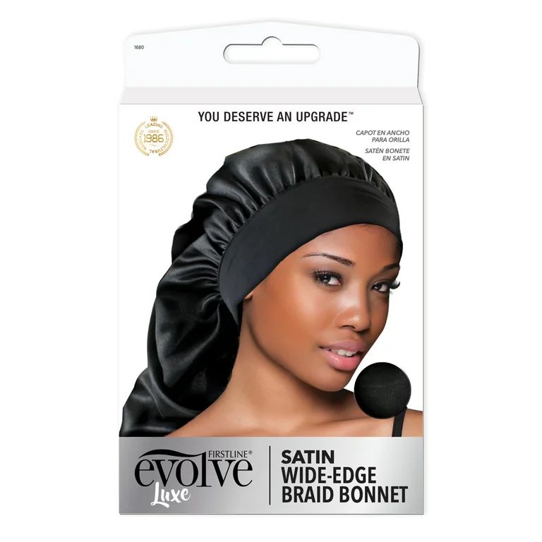 Evolve Large Satin Braid Bonnet, Black, 1 Count - Walmart.com | Walmart (US)
