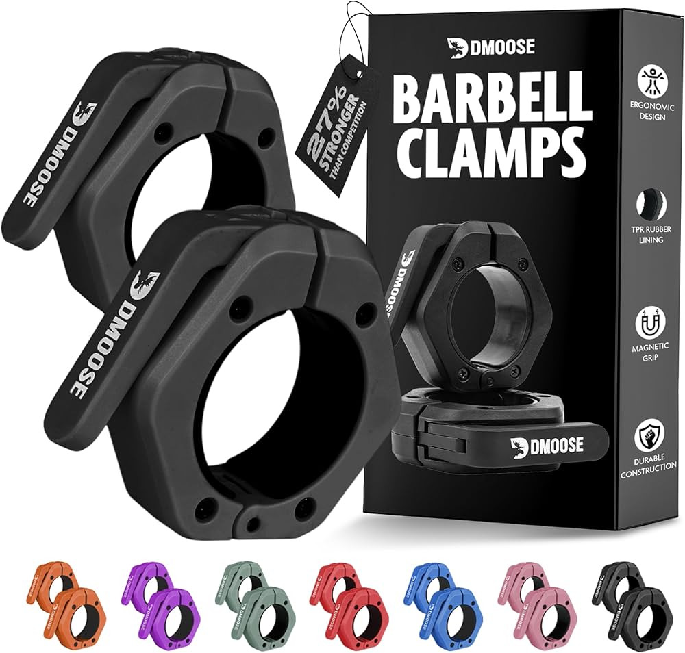 DMoose Fitness Barbell Clips 2" (Pair) - Quick Release Olympic Barbell Clamps with Anti Slip TPR ... | Amazon (US)