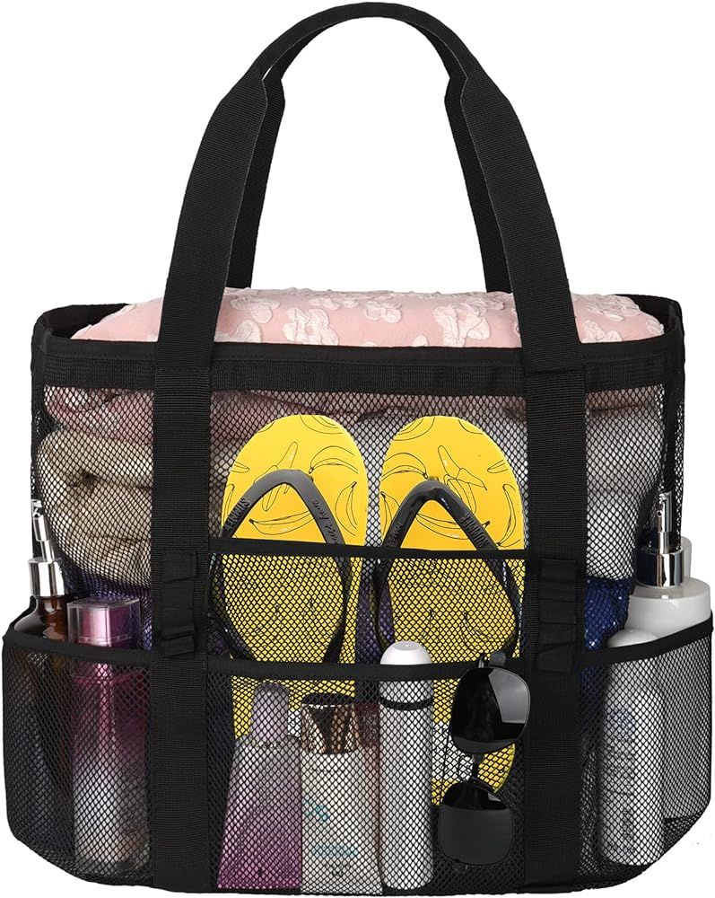 Extra Large Tote Bag for Beach, Mesh Shoulder Bag with Zipper | Amazon (US)