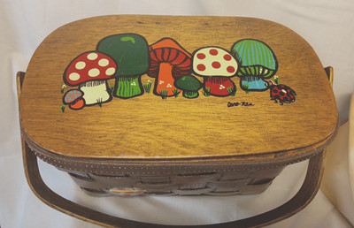 Retro 70's Oak Splint Caro Nan Basket W Mushrooms Purse Lunch | eBay | eBay US