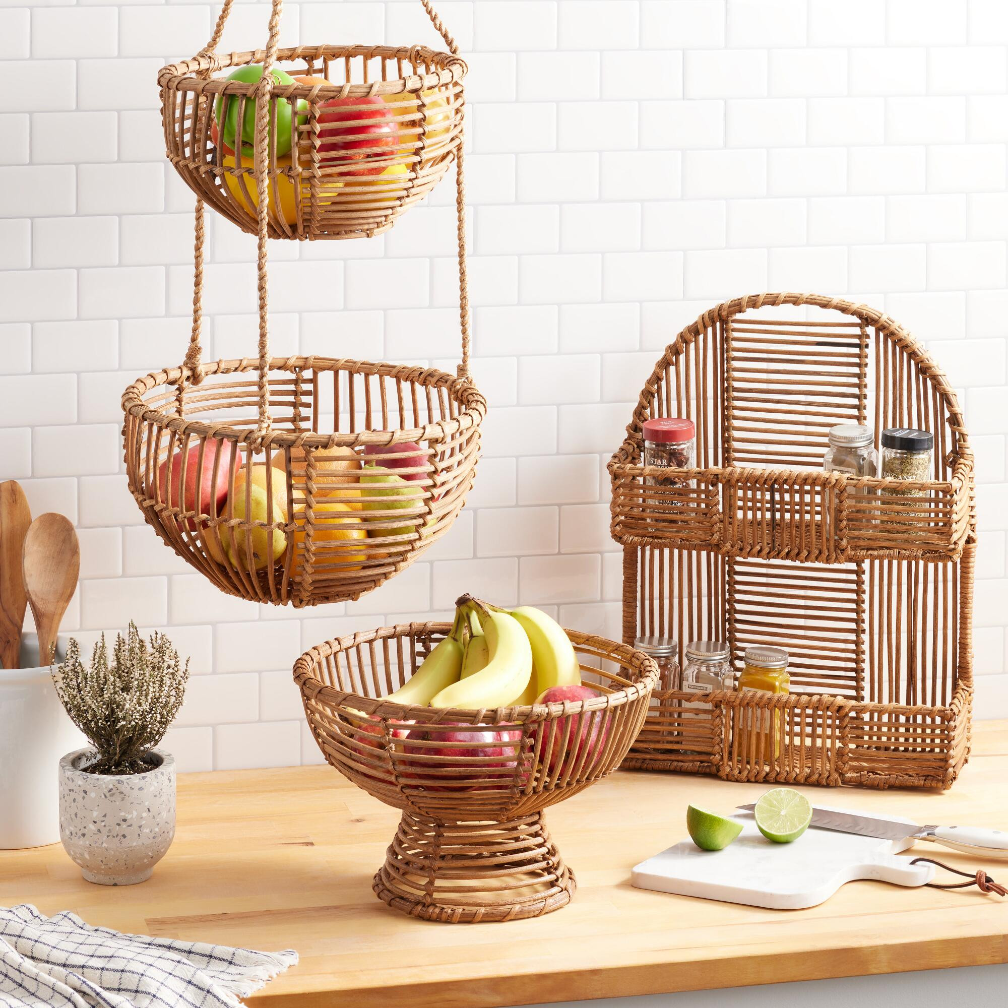 Natural Rattan Kitchen Storage Collection | World Market