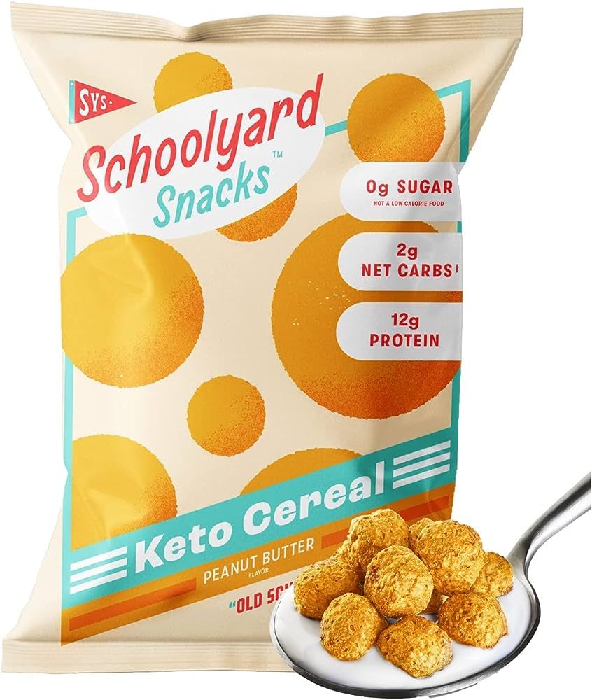 Schoolyard Snacks - Keto Cereal Low Carb, Zero Sugar (Peanut Butter 12 Pack) - A Healthy High Pro... | Amazon (US)