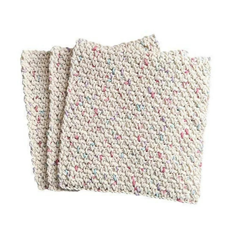 Beige Hand Crochet Home Dishcloths, 7x7 inches - Set of 3 | Walmart (US)