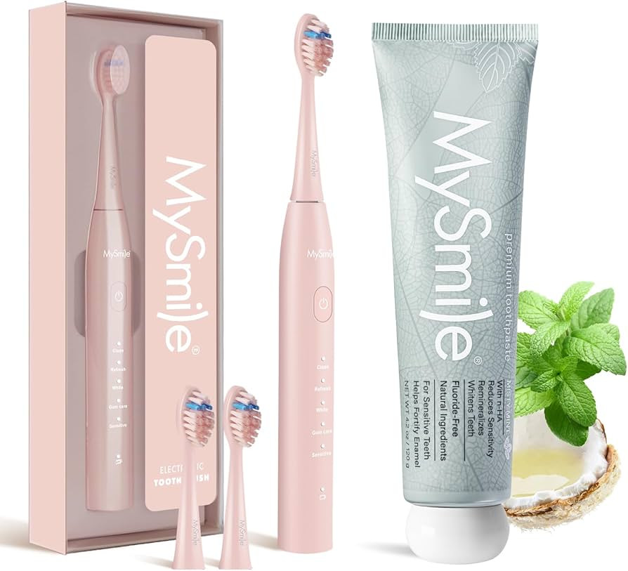 MySmile DY156 Electric Toothbrush and Fluoride Free Toothpaste, Rechargeable Sonic Battery Toothb... | Amazon (US)