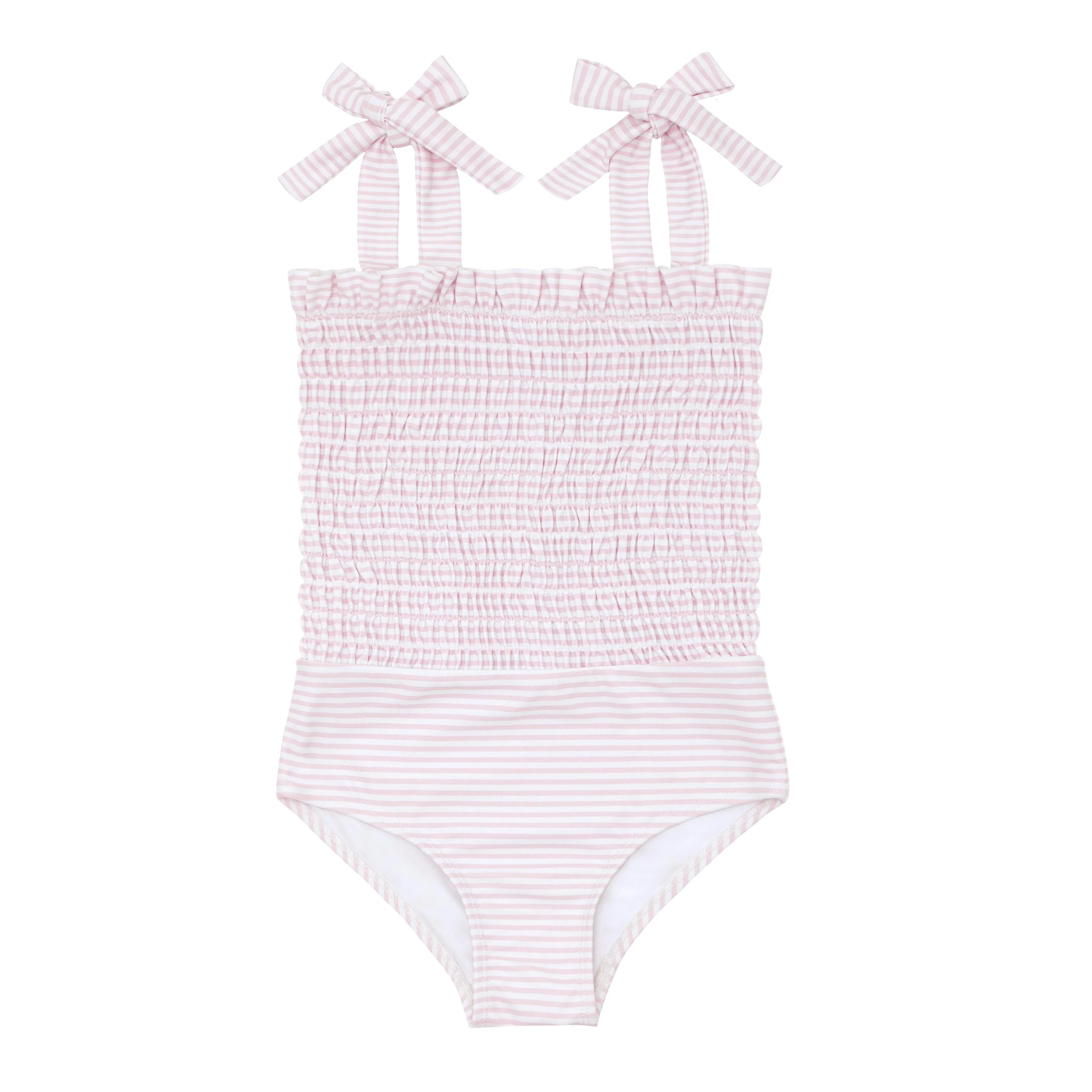 girls pink stripe smocked one piece | minnow