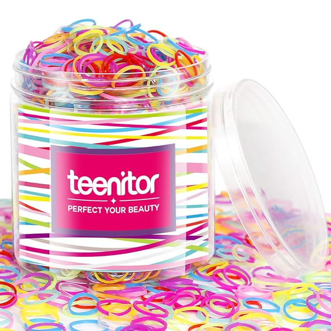 Color Elastic Hair Bands, Teenitor 2000pcs Multi Color Hair Holder Hair Tie Elastic Rubber Bands ... | Amazon (US)