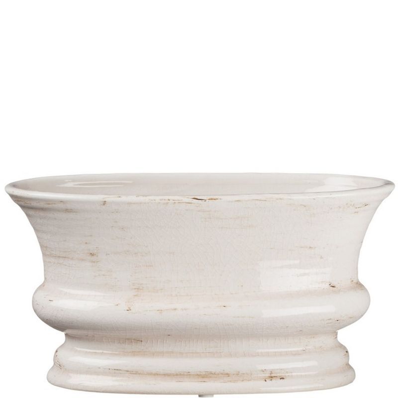 Sullivans Low Oval Planter Vase 5"H Off-White | Target