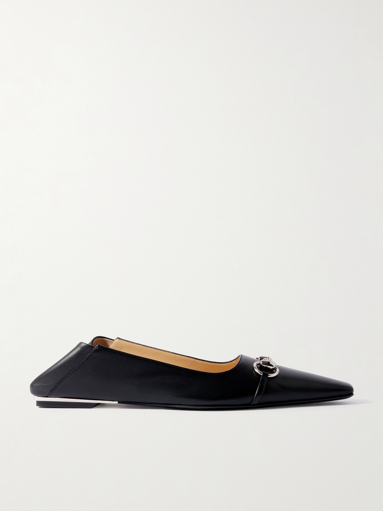 Gucci - Vittoria Collapsible-heel Horsebit-embellished Leather Ballet Flats - Black | NET-A-PORTER (US)