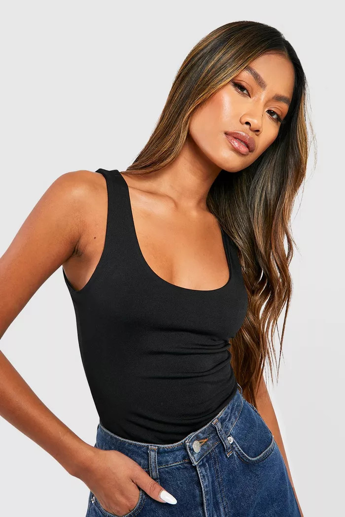 Double Layer Scoop Neck Bodysuit | boohoo (US & Canada)