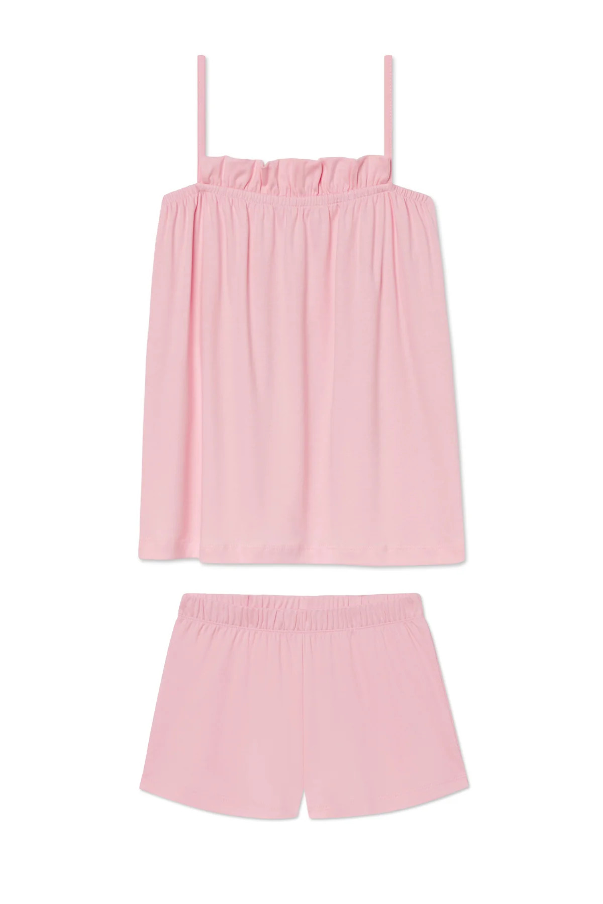 Pima Ruffle Shorts Set in Romance Rose | Lake Pajamas