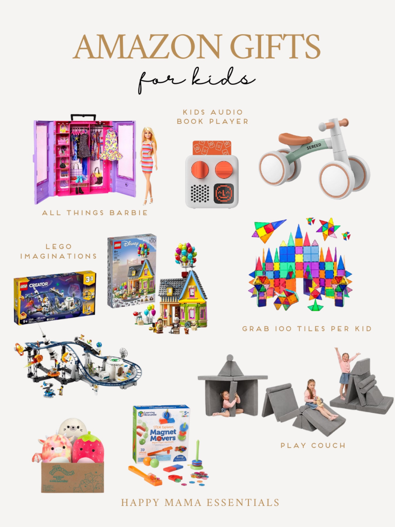 Gift guide for for kids & toddlers! These are so good and easy way to cross off the Christmas wish list - like a mini gift guide before Black Friday!
Balance bike, all things Barbie, Legos, magnet tiles, we have a tradition of adding to our set every year. Squishmellows are still one of the top toys, but the audio book Yoto player will be your favorite!

#LTKkids #LTKGiftGuide #LTKHoliday