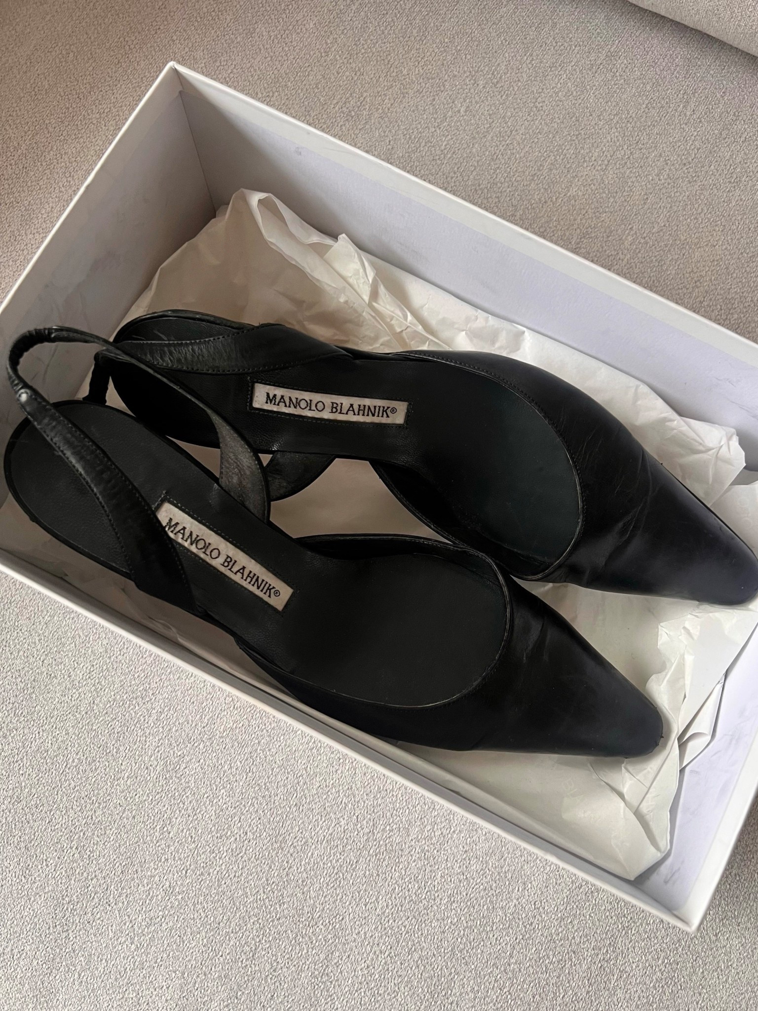 Black Manolo Blahnik Carolyne slingbacks heels 