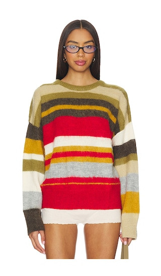 Oversized Stripe Jumper in Olive | Revolve Clothing (Global)