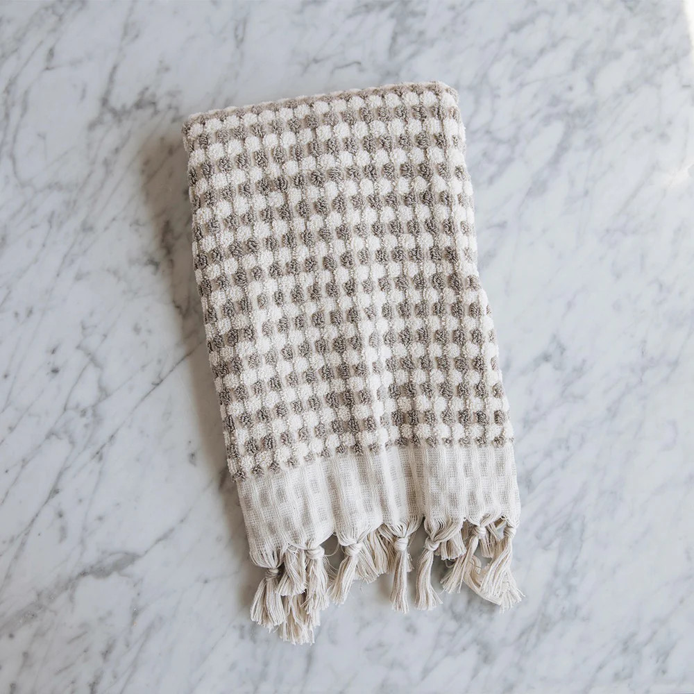 Hand-loomed Turkish Cotton Towel - Taupe Dots | Roan Iris