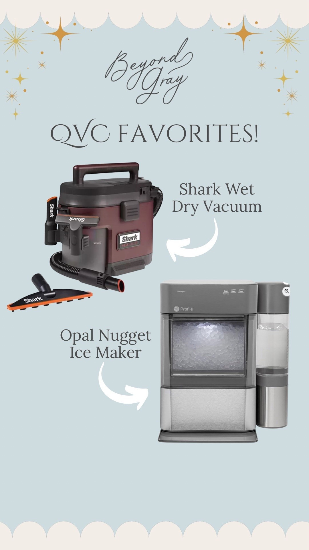 Current @QVC favorites! I’ve been using the new Shark wet dry vacuum to clean up all the flock from setting Christmas trees. It’s great for big messes! The Opal Nugget Ice Maker is worth every penny! It makes that crave-able nugget ice fast! Also linking a few more fan favorites! #loveqvc #ad 