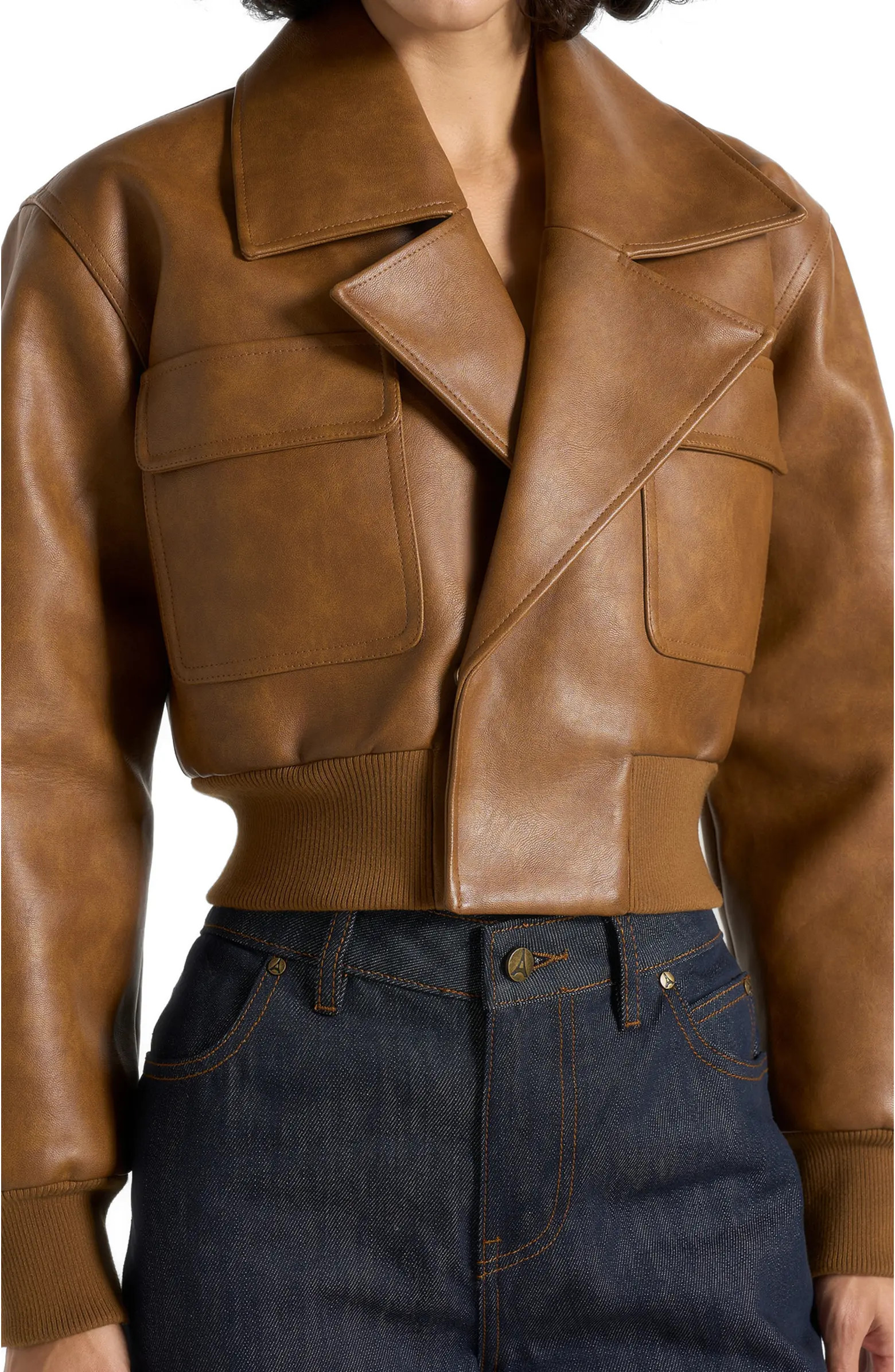 Cosette Vintage Leather Lapel Bomber Jacket | Nordstrom