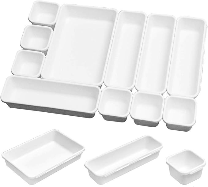 16 Pack Interlocking Drawer Organizer Tray, Desk Drawer Organizer, Office Drawer Dividers Storage... | Amazon (US)