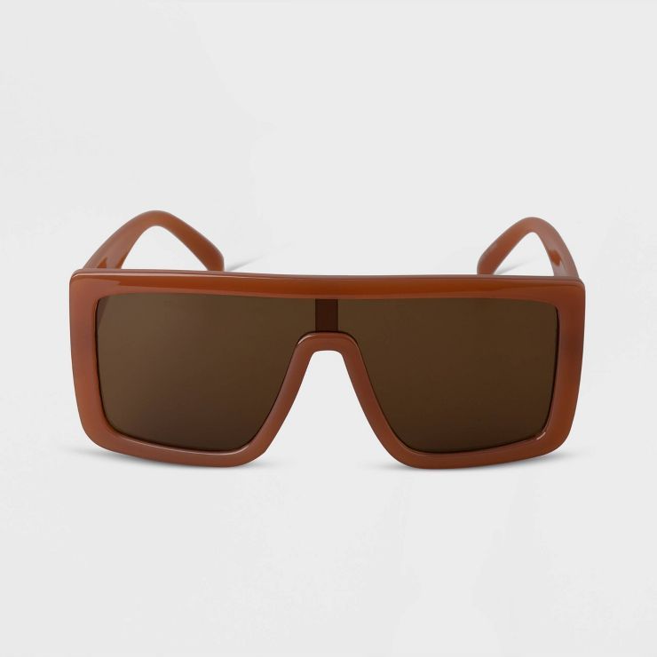 Women's Oversized Shield Sunglasses - A New Day™ Brown | Target
