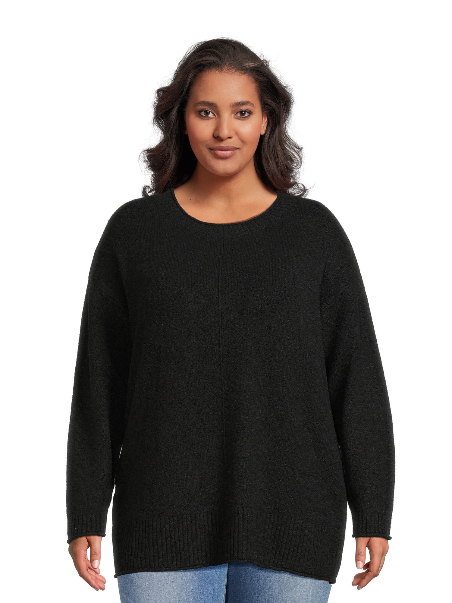 Terra & Sky Women's Plus Size Pullover Sweater with Center Seam, Midweight | Walmart (US)