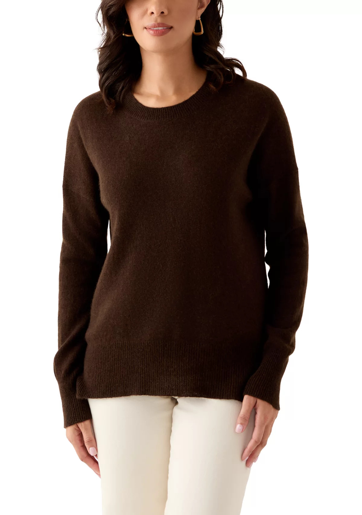 Women's Crew Neck Split Hem Cashmere Sweater | Belk