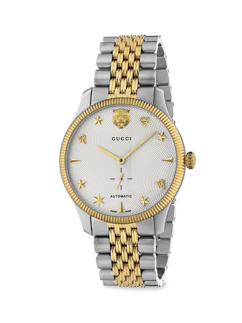 Gucci Stainless Steel &amp; Yellow Gold PVD Bracelet Watch | Saks Fifth Avenue