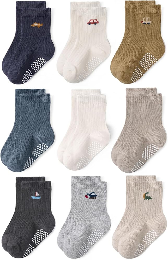 Baby Toddler Essentials Non-Slip Crew Socks for Unisex Boys Girls | Amazon (US)