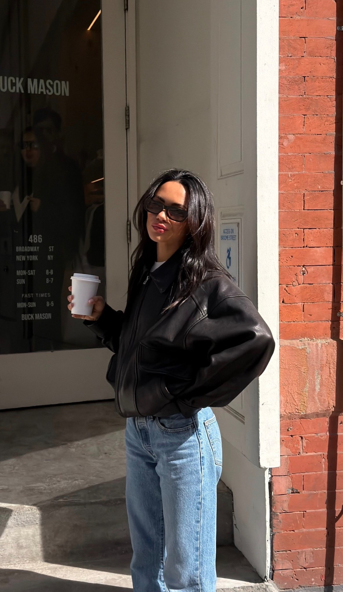 Revolve black leather bomber jacket, 501 Levi’s jeans (a go to) | nyc ootd 

#LTKootd #LTKPetite #LTKdayinmylife