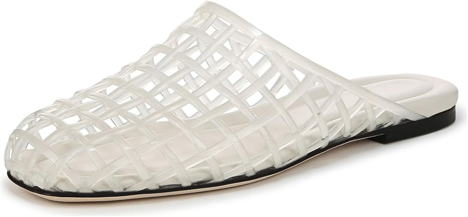 UBWDU Womens Clear Jelly Shoes Slip on Closed Toe Jelly Mesh Flats Sandals Slides Comfortable Sum... | Amazon (US)