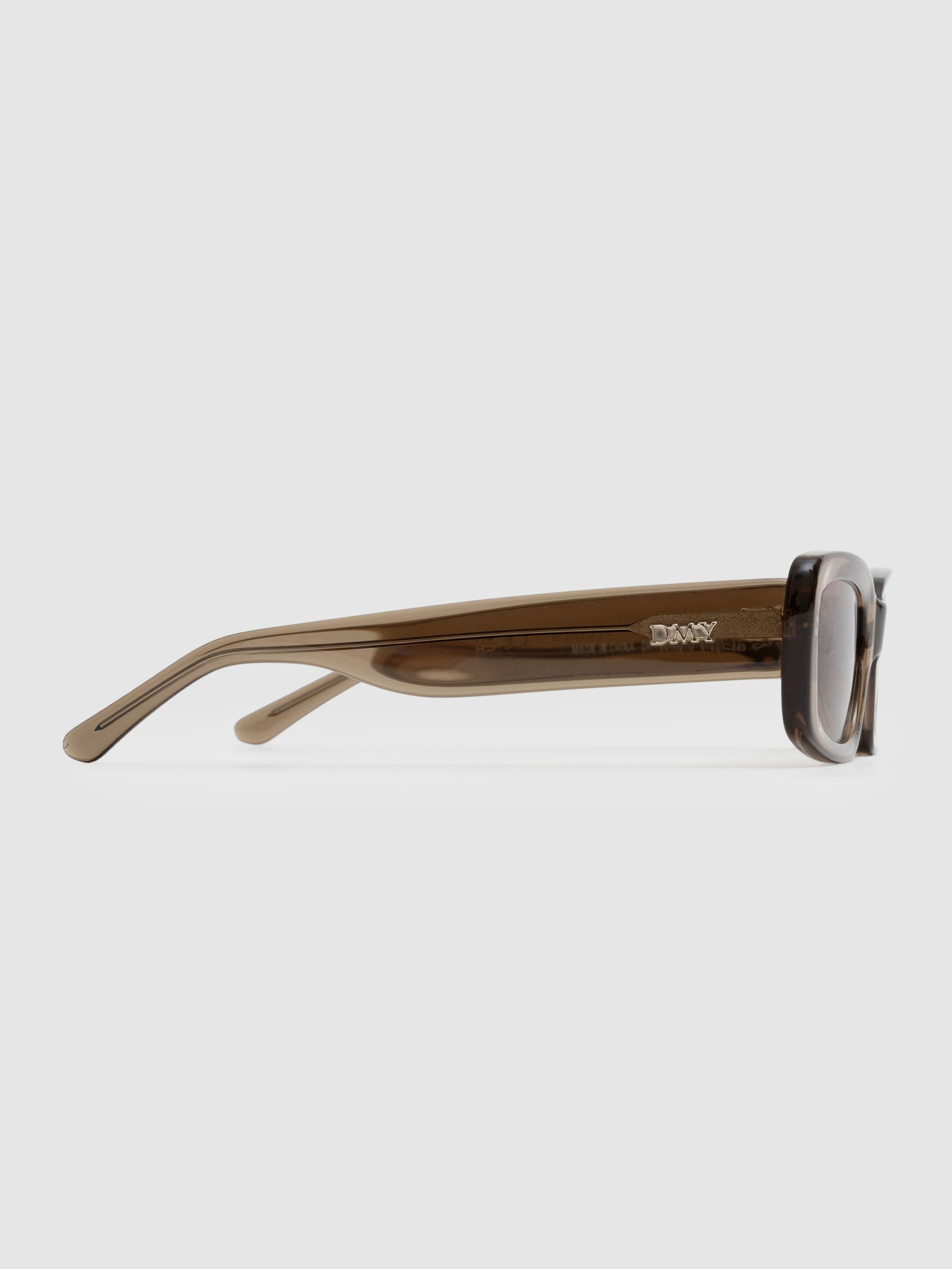 DMY Studios Transparent Rectangular Sunglasses in Olive Green | Reiss UK