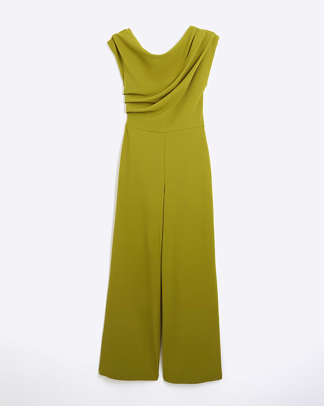 Green drape off shoulder jumpsuit | River Island (UK & IE)